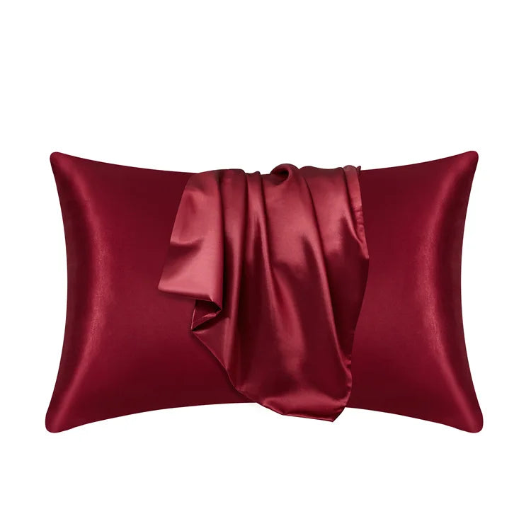 100% Silk Pillowcase Pillow Cover Silky Satin Hair Beauty Pillowcase Comfortable Pillow Case Home Decor Pillow Covers. - red 