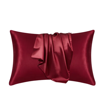 100% Silk Pillowcase Pillow Cover Silky Satin Hair Beauty Pillowcase Comfortable Pillow Case Home Decor Pillow Covers. - red 