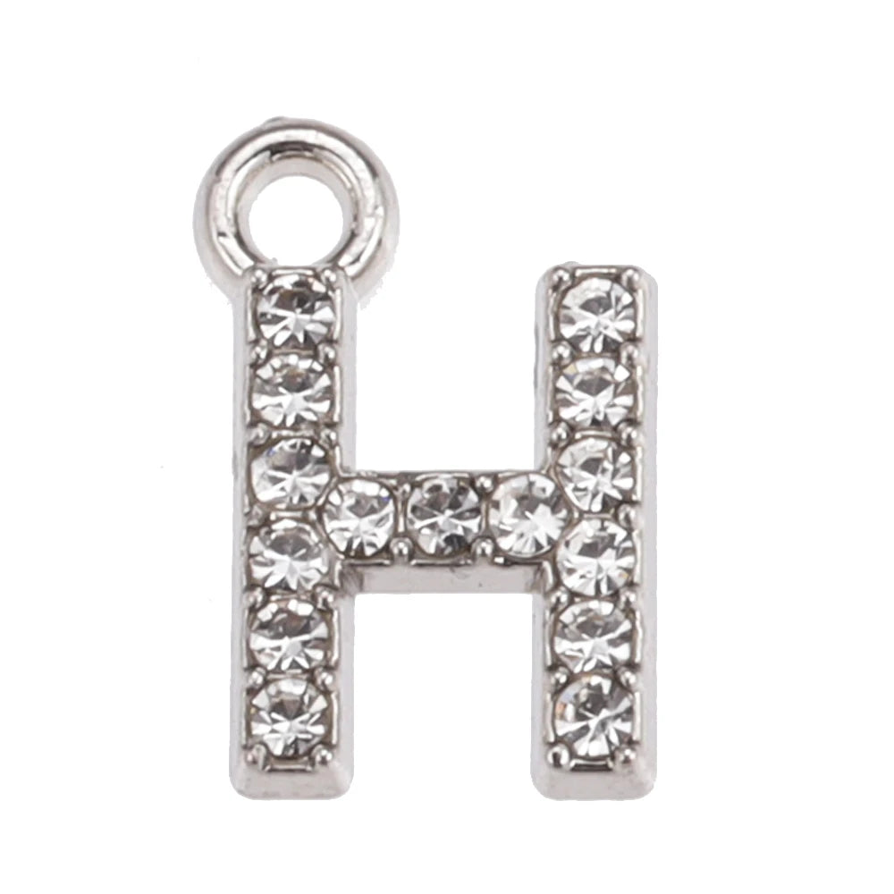 10/26pcs Silver Color Alloy Crystal Mini Alphabet 26 Letter Charms Pendants for Women Necklace Earring Jewelry Accessories - 