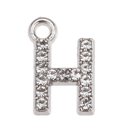 10/26pcs Silver Color Alloy Crystal Mini Alphabet 26 Letter Charms Pendants for Women Necklace Earring Jewelry Accessories - 