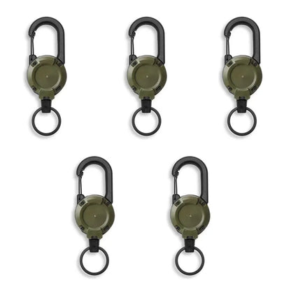 Retractable Heavy Duty Pull Reel Carabiner Strong Steel Wire Rope Buckle Spring Key Ring Outdoor Sporty attachment Keychain T