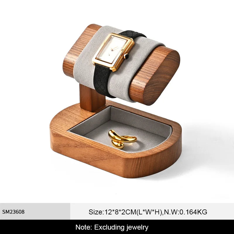 WoodTen Solid Wood Watches Display Stands Base Watch Necklace Bracelet Organizer Rack Bangle Scrunchie Headband Showcase Stan