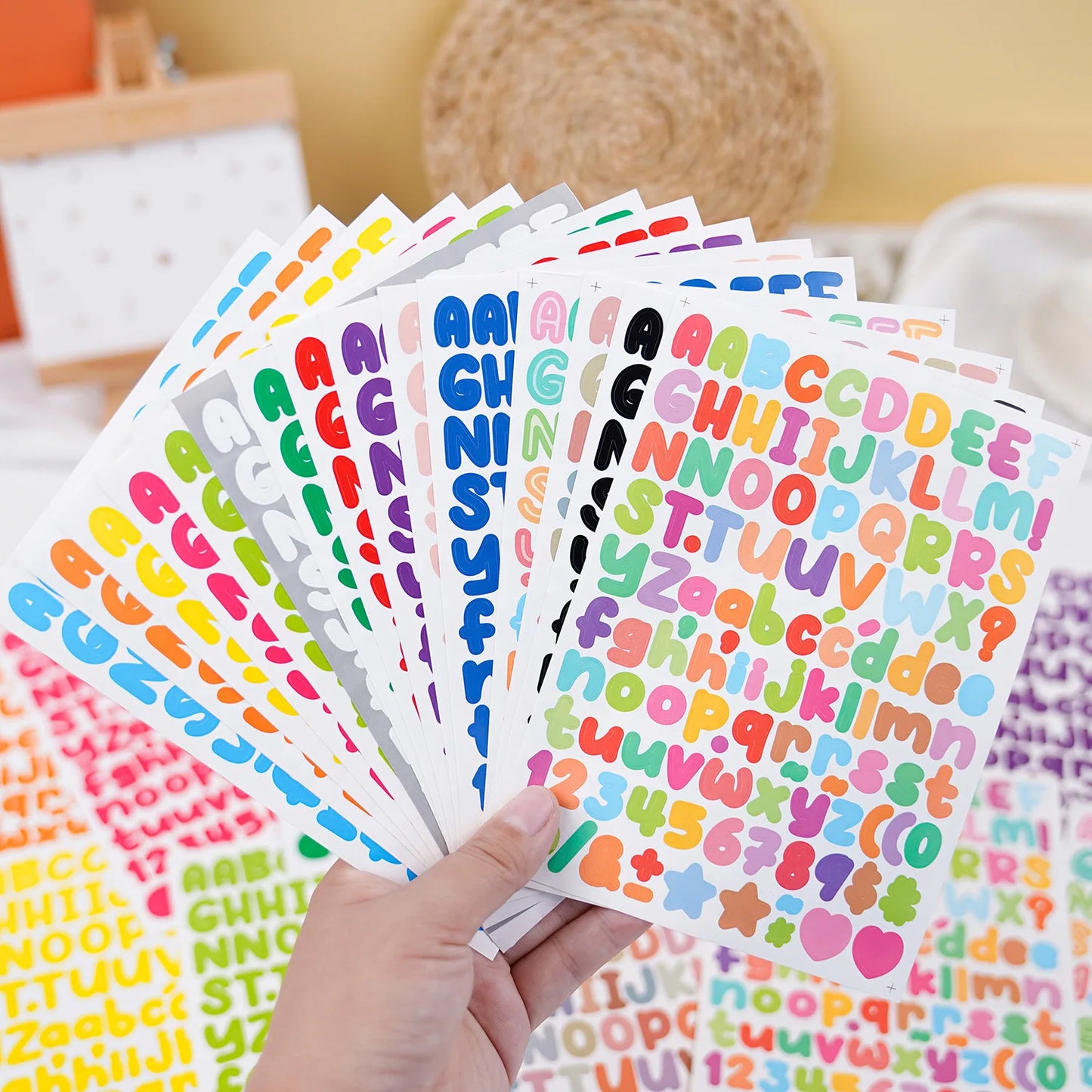 15 Sheets of 0.5inch Alphabet Stickers, Small Size Greeting Cards, Decorative Letter Stickers for Clipping Books