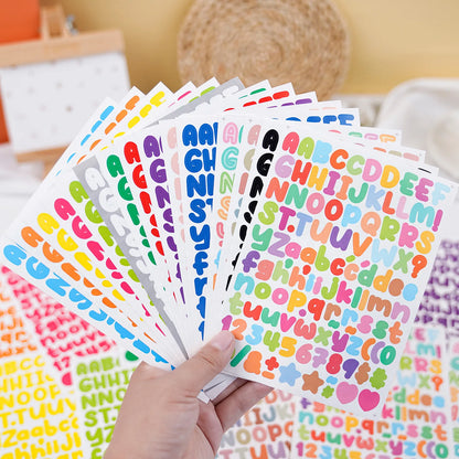15 Sheets of 0.5inch Alphabet Stickers, Small Size Greeting Cards, Decorative Letter Stickers for Clipping Books