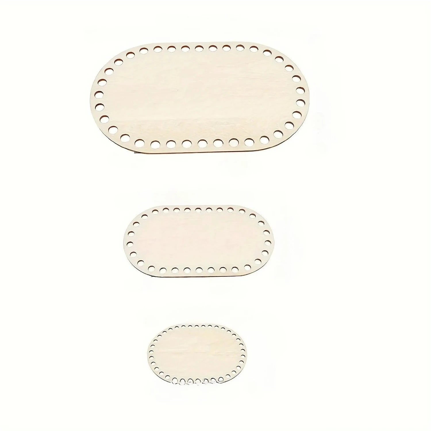 3pcs/set DIY Basket Weaving Supplies Oval Blank Solid Crochet Basket Wood Base Natural Wooden Basket Bottom for Craft Making
