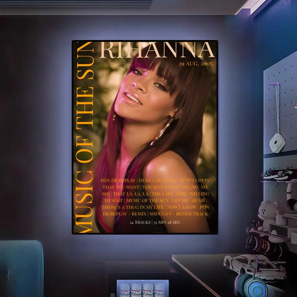 R-Rihannas Hot Singer Music Poster Versatile HD Waterproof Wall Art Self-Adhesive Decor for Any Space Ideal Gift
