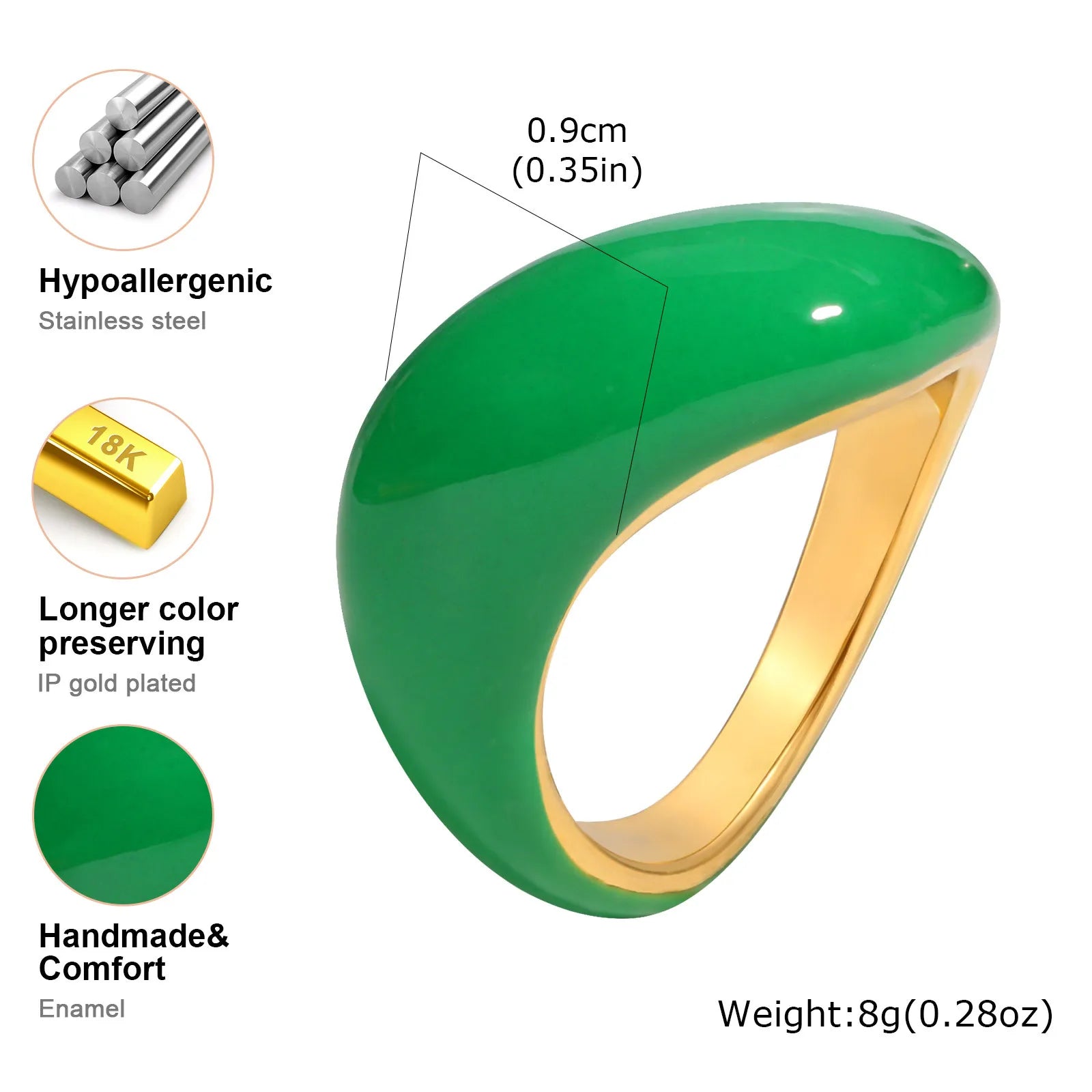 Chunky Open Twist Stackable Rings for Women, Blue Geometric Bold Enamel Crossover Statement Ring Band Waterproof - RC-726G07-
