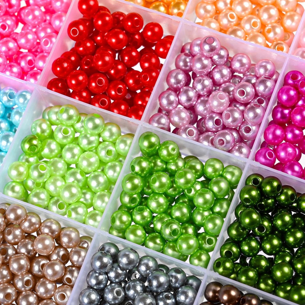 iYOE 3/4/5/6/8/10/12mm Colorful Acrylic Pearl Beads Loose Spacer Beads For Needlework Jewelry Making Bracelet Necklace Earrin