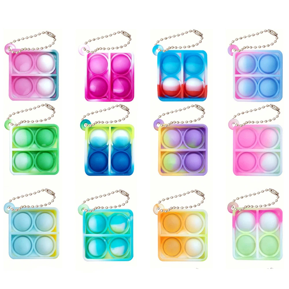 10-50pcs Mini Pop Keychain Toddler Sensory Fidget Toys Bulk Classroom Prizes Kids Birthday Party Favors Wedding Gift for Gues