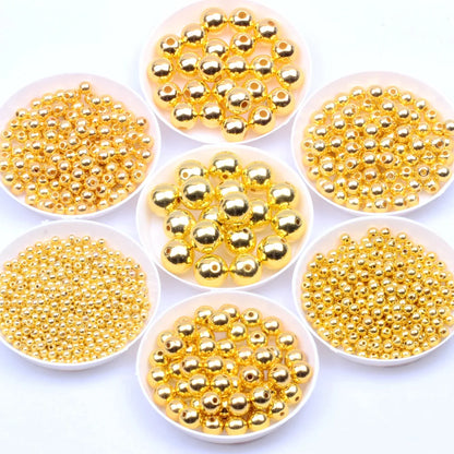 3mm-12mm Gold Plated/silver Plated Pearl Acrylic Beads Round Pearl Spaced Scattered Beads For Jewelry Making Diy