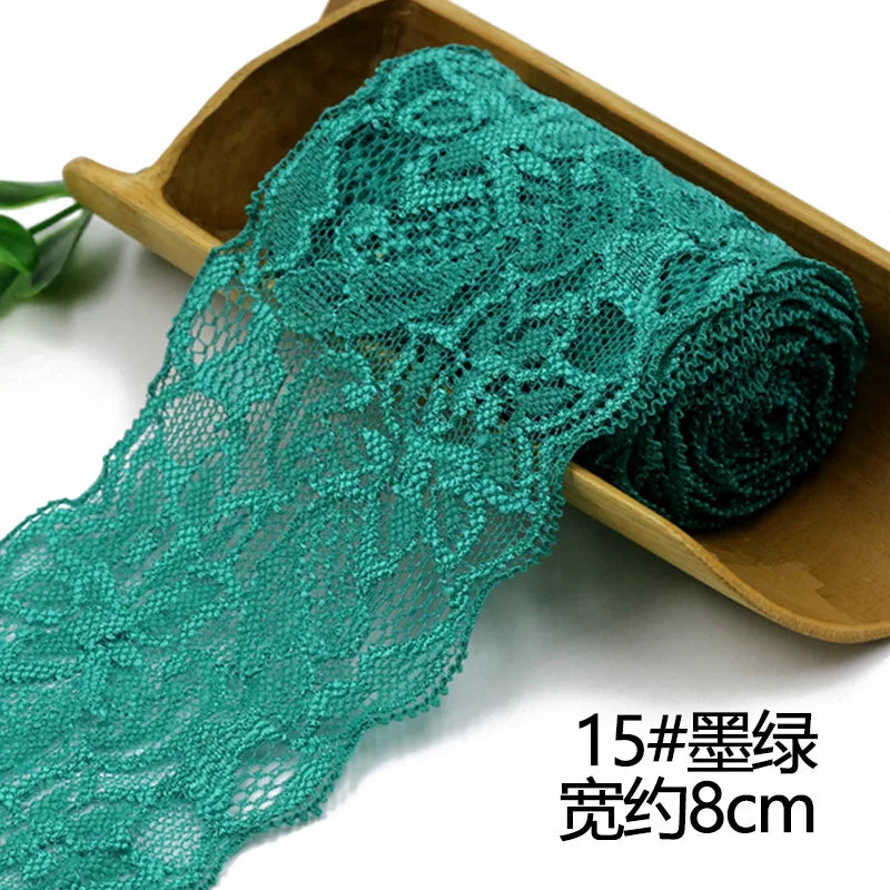 Lace Trim 1 Meter, Elastic Ribbon for Sewing, Wide Lace Trim, DIY Crafts, Scrapbooking Supplies, Crochet Pattern Ribbon in Co