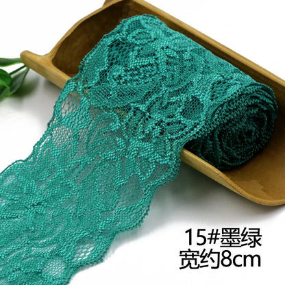 Lace Trim 1 Meter, Elastic Ribbon for Sewing, Wide Lace Trim, DIY Crafts, Scrapbooking Supplies, Crochet Pattern Ribbon in Co