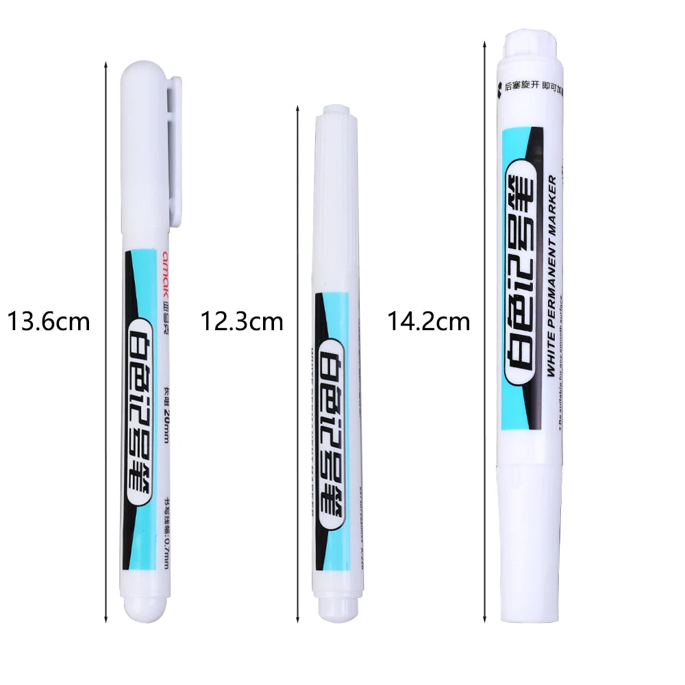 0.7/1.0/2.5MM White Permanent Marker Pens Markers Paint Pen For Wood Plastic Leather Glass Stone Metal Art Painting Supplies