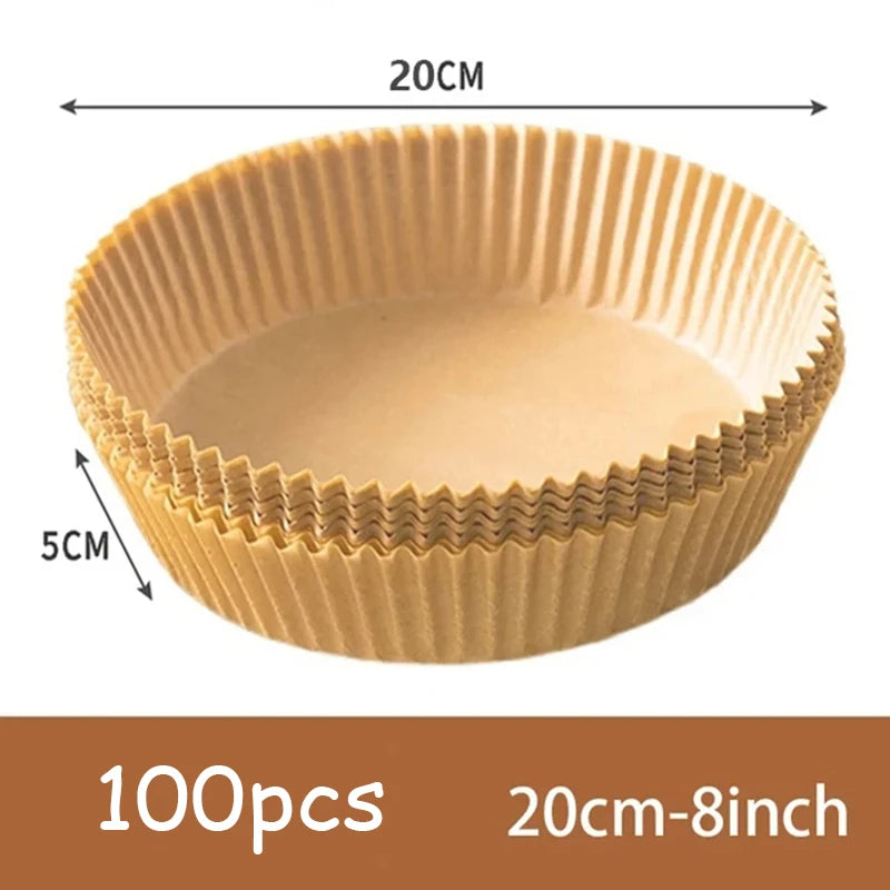 50Pcs Air Fryer Disposable Paper Non-Stick Airfryer Baking Papers Round Air-Fryer Paper Liners Paper Kitchen Accessories - 10