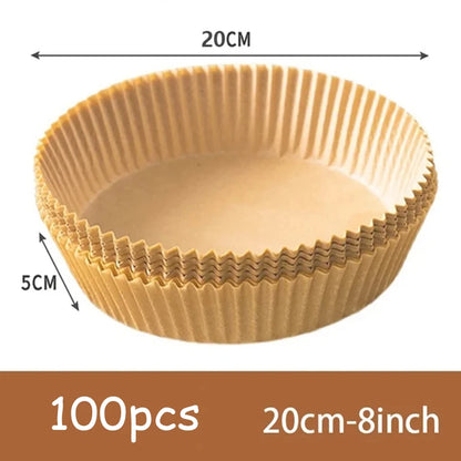 50Pcs Air Fryer Disposable Paper Non-Stick Airfryer Baking Papers Round Air-Fryer Paper Liners Paper Kitchen Accessories - 10