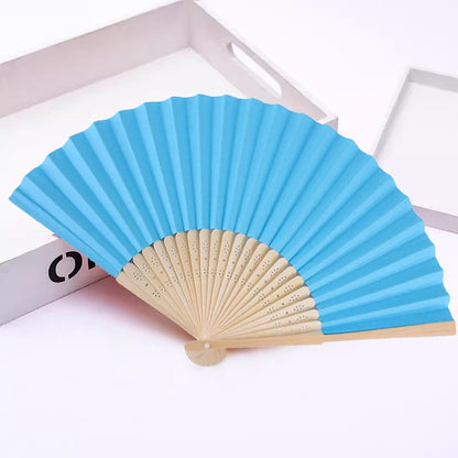 Hand Held Fan Paper Folding Fan Party Decorative New Fashionable Simple Decorative Blank Folding Fans Candy Colored Can DIY