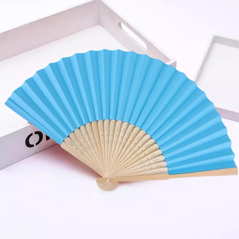 Hand Held Fan Paper Folding Fan Party Decorative New Fashionable Simple Decorative Blank Folding Fans Candy Colored Can DIY -