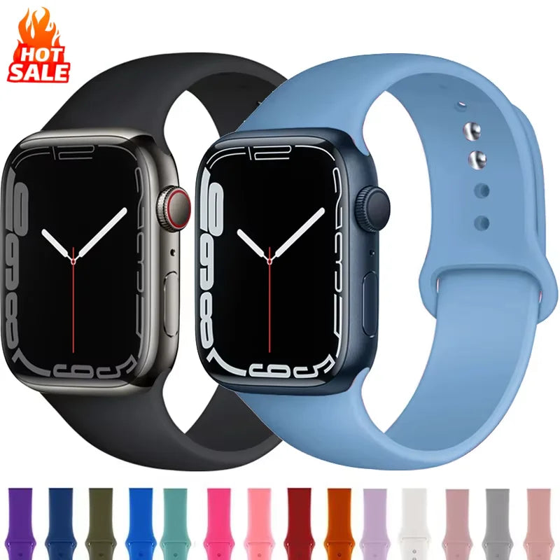 Silicone Band For Apple Watch straps 49mm 40mm 44 mm 45mm 46mm 42mm 41mm 38mm sports bracelet iWatch series 10 9 8 3 SE ultra