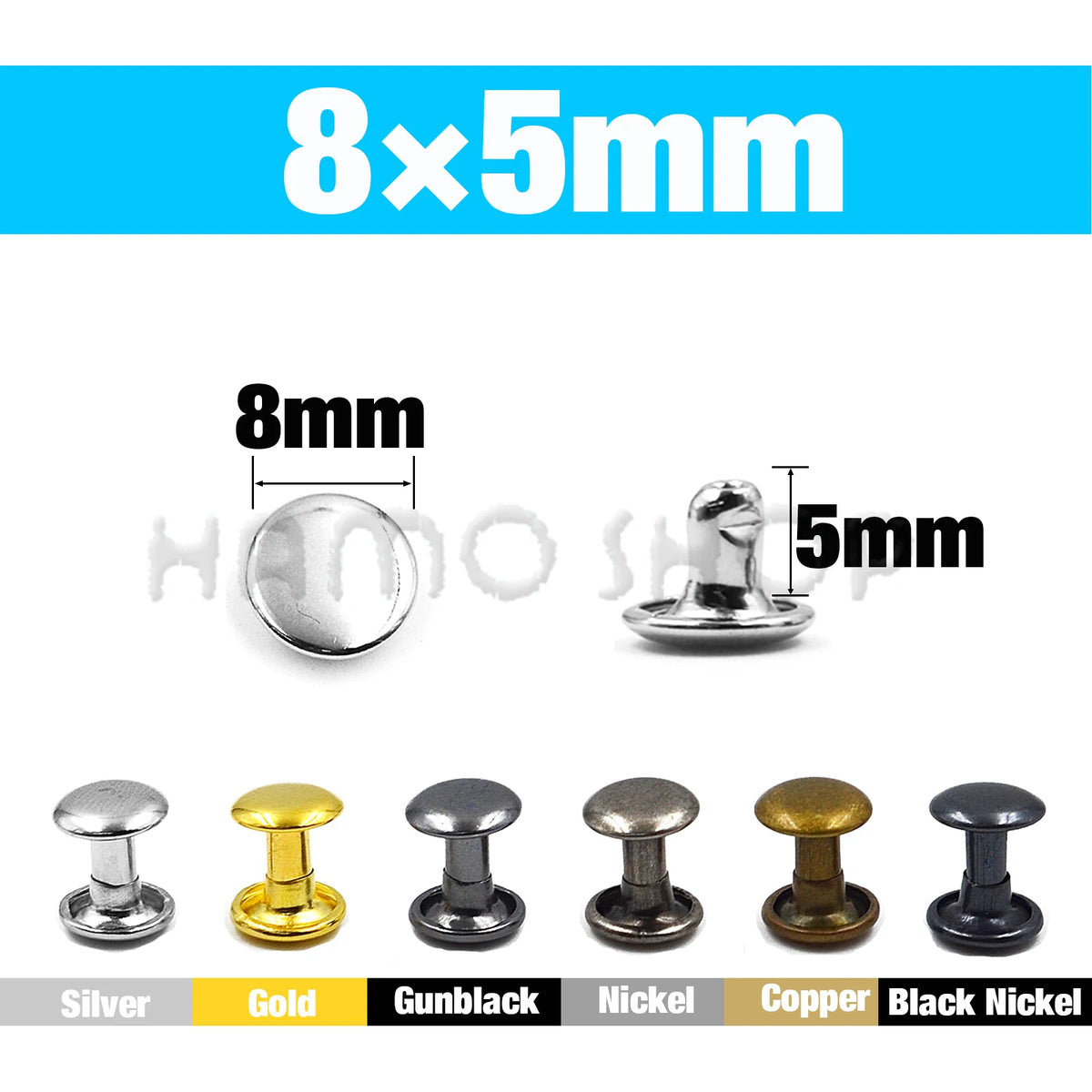 100Sets 5-15mm Metal Double Cap Rivets Stud Round Nail Rivet For Leathercraft Accessories Repair Shoes Bag Belt Clothing Garm