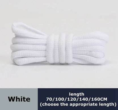 Men's And Women's Sports Shoelaces Color Flat Semicircular Shoelace Suitable For All Shoes Round Laces 23 Colors 1 Pair - WHI