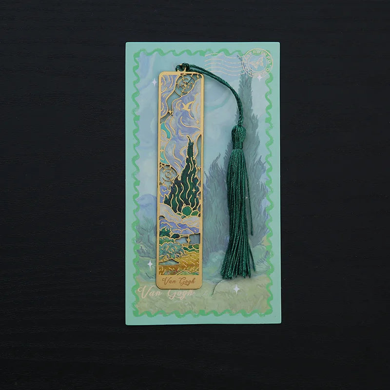 1 Pcs Lytwtw's Creative Metal Book Mark Vintage Oil Painting Bookmark Office School Supplies Funny Gift Stationery Items - G