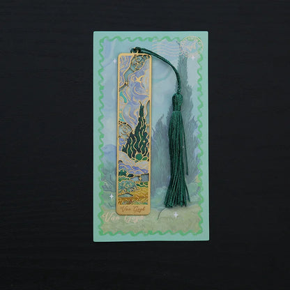 1 Pcs Lytwtw's Creative Metal Book Mark Vintage Oil Painting Bookmark Office School Supplies Funny Gift Stationery Items - G