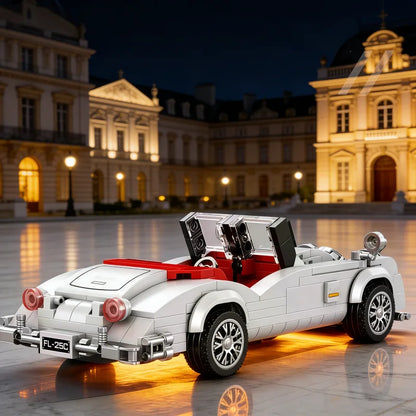 Vintage Convertible Car Building Blocks, Classic Retro Vehicle Model, Collectible Desktop Decor - Bagged