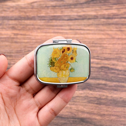 Van Gogh Art Mini Pill Box 2-Compartment Medicine Pill Organizer Household Portable Medicine Storage Box Travel Jwelery Gift 