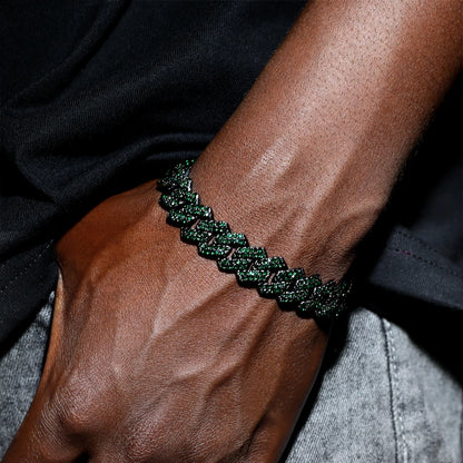 14MM Iced Prong Link Cuban Chain Bracelets for Men Women Full Rhinestones Chunky Miami Cuban Bracelet Punk Hip Hop Jewelry Gi
