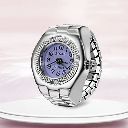 Ring Watch New Creative Alloy Shell Finger Circular Dial Couple Men And Women - purple