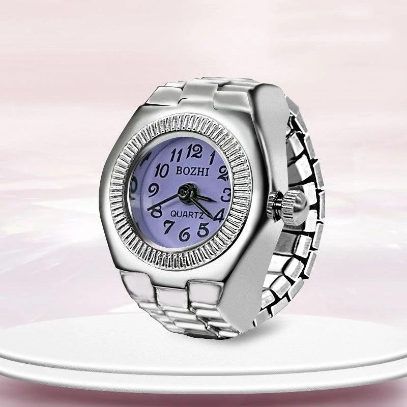 Ring Watch New Creative Alloy Shell Finger Circular Dial Couple Men And Women