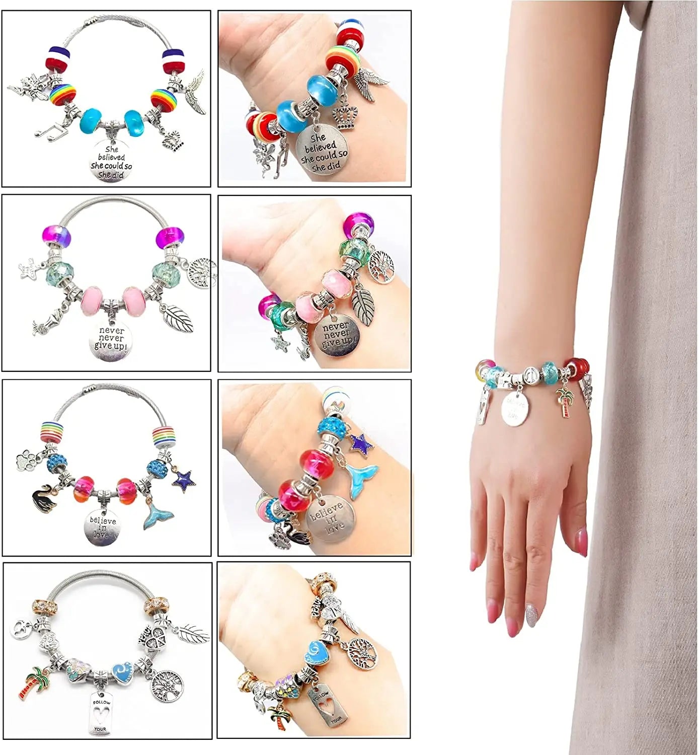 Charm Bracelet Making Kit DIY Jewelry Making Supplies Beads Unicorn Mermaid Crafts Handmade Gifts Set for Girls Teens Age