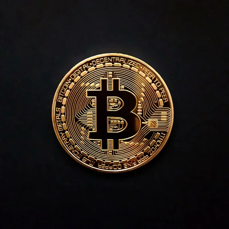 Gold Plated Bitcoin Coin Collectible Art Collection Gift Physical commemorative Casascius Bit BTC Metal Antique Imitation - G