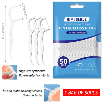 (Affordable) 50/100/300 PCS-RIMI Smile Floss - Comes with Automatic Floss Box - Convenient to Carry When Going Out - 50PCS