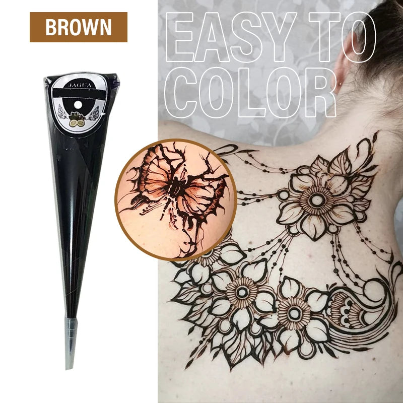 Henna Temporary Tattoo Non-Toxic Cone Body Paint Brown Tattoo Paste Waterproof Body Art Cream For Skin Decoration Festival Bo