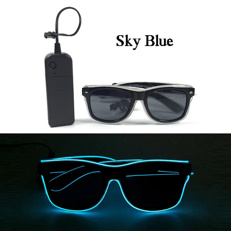 1PC Light Up LED Glasses Glow Sunglasses EL Wire Neon Glasses Glow in The Dark Party Supplies Neon Party Favors for Adults - 