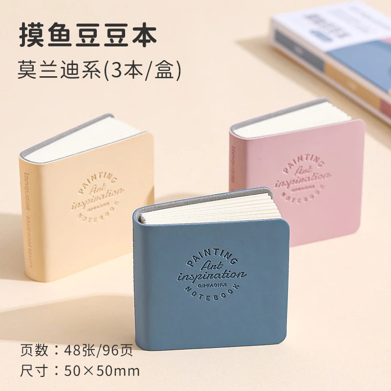 3pcs/set Colorful Mini Drawing Books Square Watercolor Sketchbook Thick Paper Drawing Books Study Art Art Supplies - D