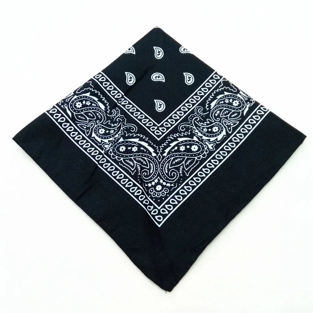 Unisex Men Women Bandana Hairband Cowboy Mens Biker Sports Headwear Wrist Hairwrap Single Sided Head Wrap Scarf Paisley - Bla