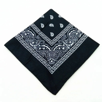 Unisex Men Women Bandana Hairband Cowboy Mens Biker Sports Headwear Wrist Hairwrap Single Sided Head Wrap Scarf Paisley - Bla