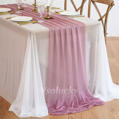 Table Runner Luxury Sheer for Wedding Rustic Boho Party Bridal Shower Birthday Christmas Decorations - Mauve / 2m X 74cm