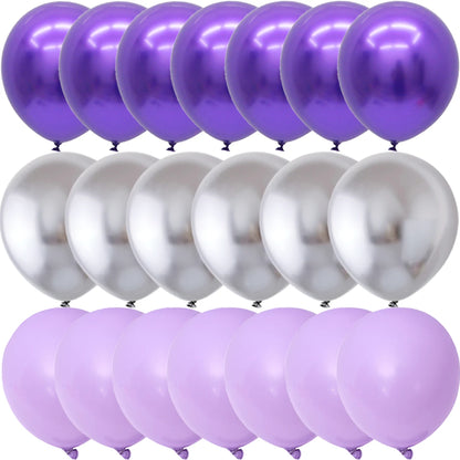 40PCS Silver White Purple Metal Latex Confetti Balloons Wedding Decorations Matte Globos Birthday Party Decorations - Ruby