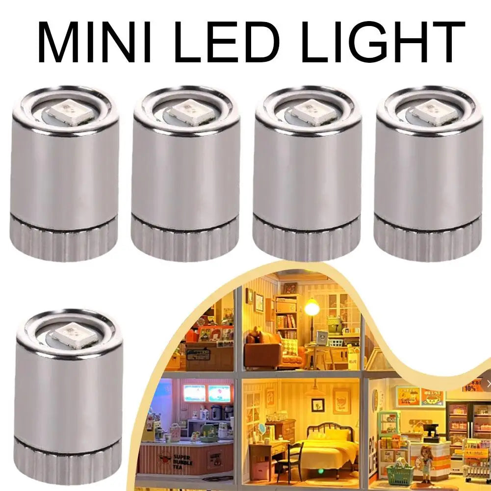 10Pcs Miniature Lights for Dollhouse,Miniature LED Lights for Handcraft,Mini Spot Lights Battery Operated(Warm White/white)