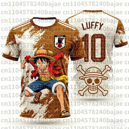 2026 Japan One Piece Luffy Football Jersey T-shirt Kids Football Special Jersey Kit Adult Men's Quick-Drying Sweatshirt