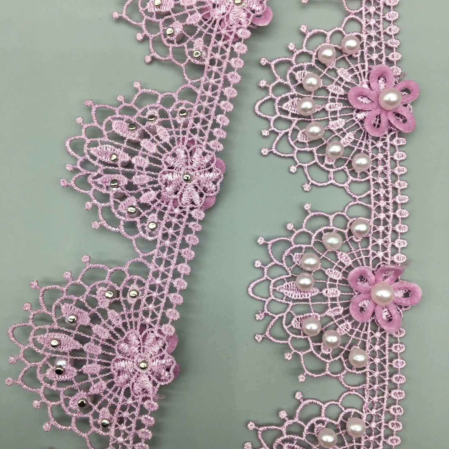 1 yard 4cm Purple Peacock Pearl Beaded Flower Embroidered Lace Trim Ribbon Applique DIY Wedding Dress Sewing Craft Decoration