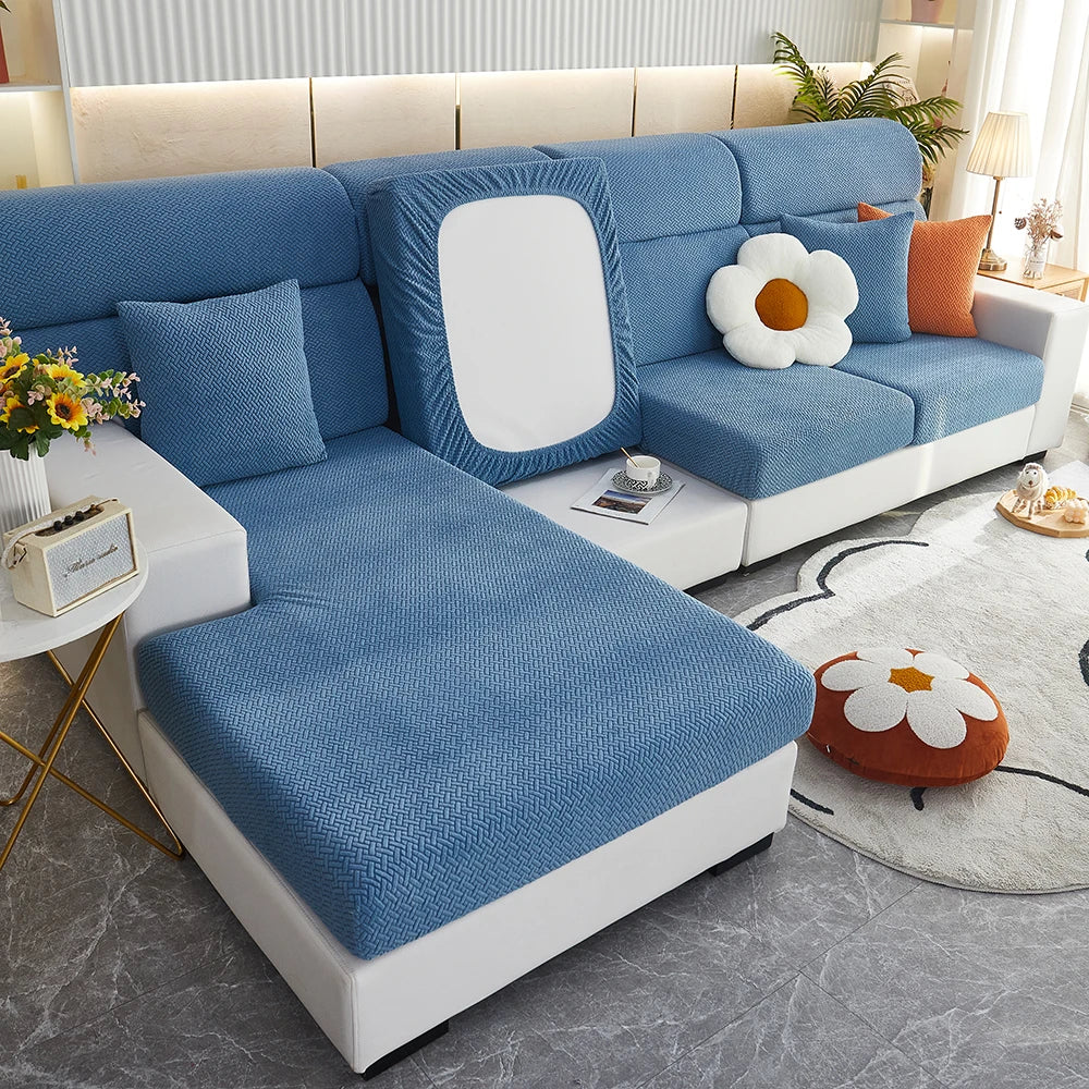 1pc Jacquard Sofa Slipcover Twill Pattern Elastic Sofa Covers Furniture Protector for Bedroom Office Living Room Home Decor -