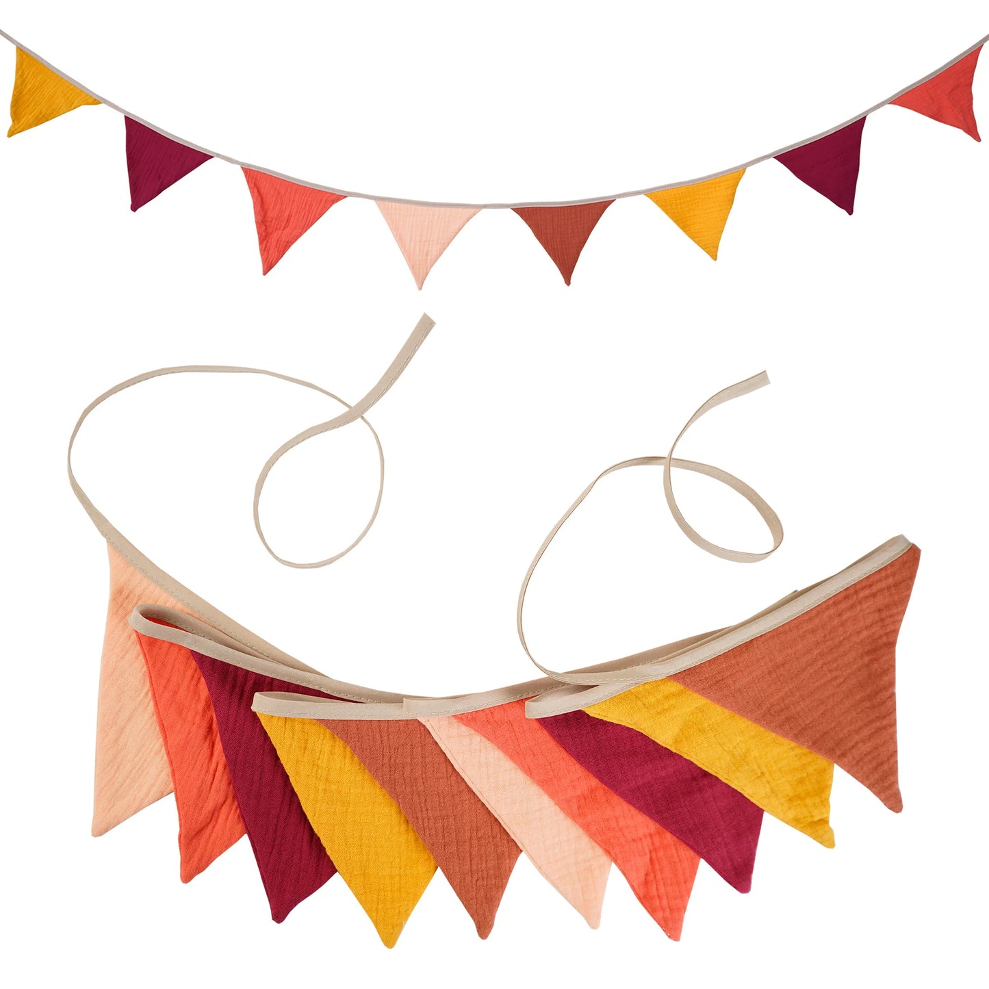 2.6M Nursery Fabric Bunting 10 Triangle Pennant Flags Party Decor Banner Home Baby Shower Carnival Garland