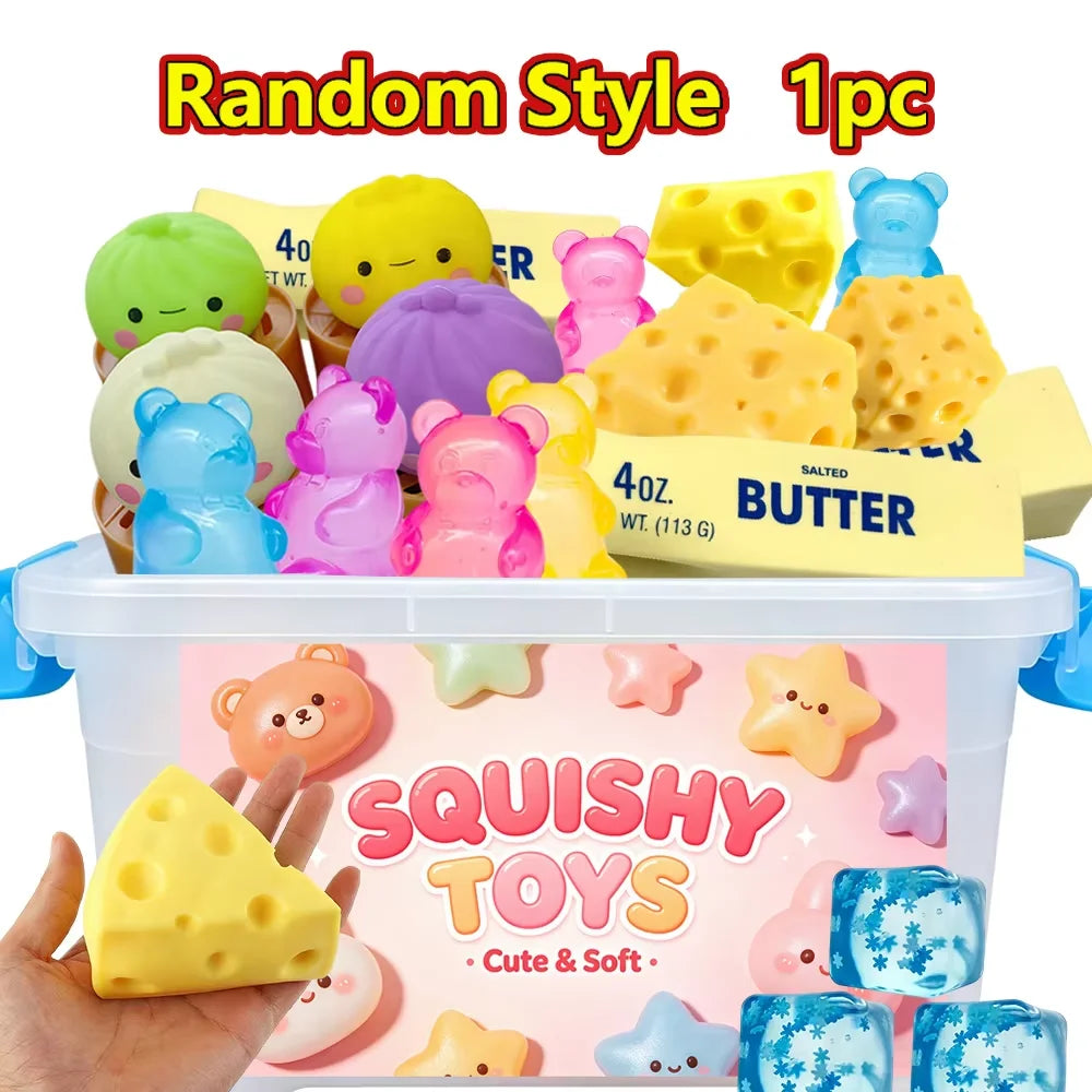 100+ Pieces Assorted Squishy Figures Blind Box Surprise Toys, Slow Rising Soft Fidget Toys Featuring Giant Gorilla, Moai Head