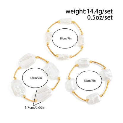 3Pcs/Set Creative Irregular Imitation Pearl Chain Bracelet for Women New Trend Elegant Stackable Bangle Wedding Jewelry