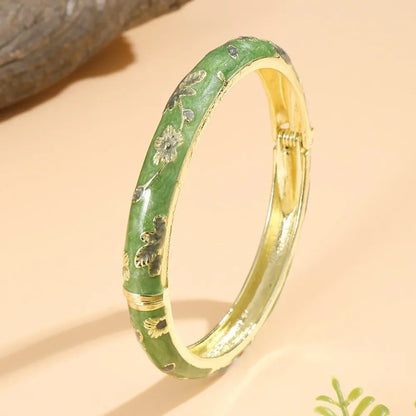 Traditional Vintage Cloisonne Bangle Chinese Classic Hollow Out Flower Bangle Vintage Ethnic Women's Hand Bracelet Jewelry Gi