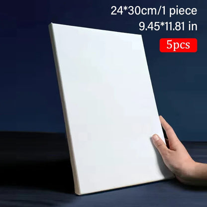 5pcs White Blank Square Artist Canvas Wooden Board Frame Cotton Artist Canvas Boards for Oil Painting Acrylic Watercolor - 5p
